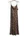 Anthropologie Size S Brown Viscose Spaghetti Strap Animal Print Cowl neck Dress Brown / S