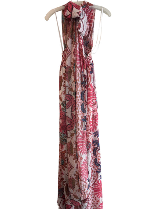 TJD Size D Multi Polyester Halter Neck Floral Print V Neck Tie Neck Dress Multi / D