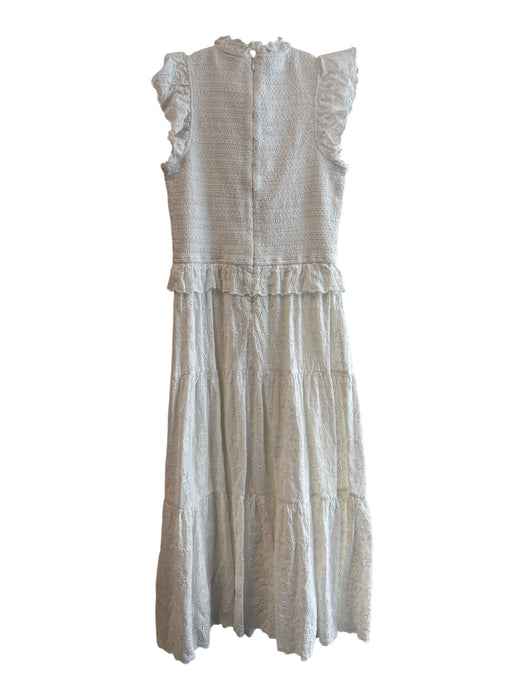 Sea Size 4 White Cotton Sleeveless Round Neck Back Zip Ruffle Detail Dress White / 4