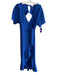 Whistles Size 4 Blue Polyester Short Sleeve solid color V Neck Waist Tie Dress Blue / 4