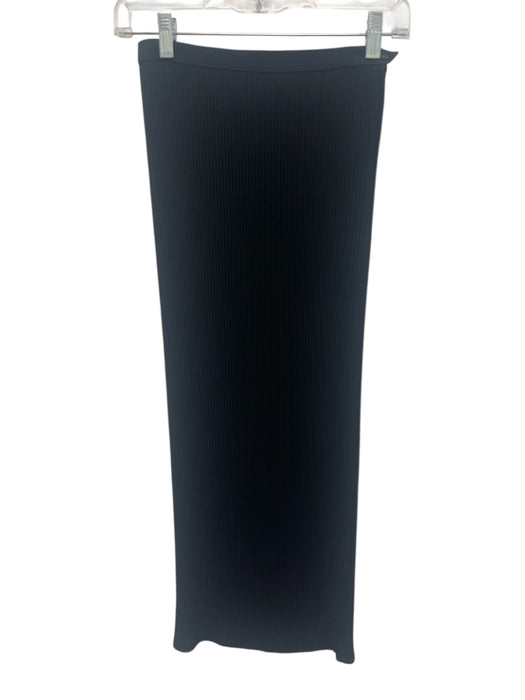 Thierry Muggler Size XS Black Polyester Ribbed Midi Skirt Black / XS