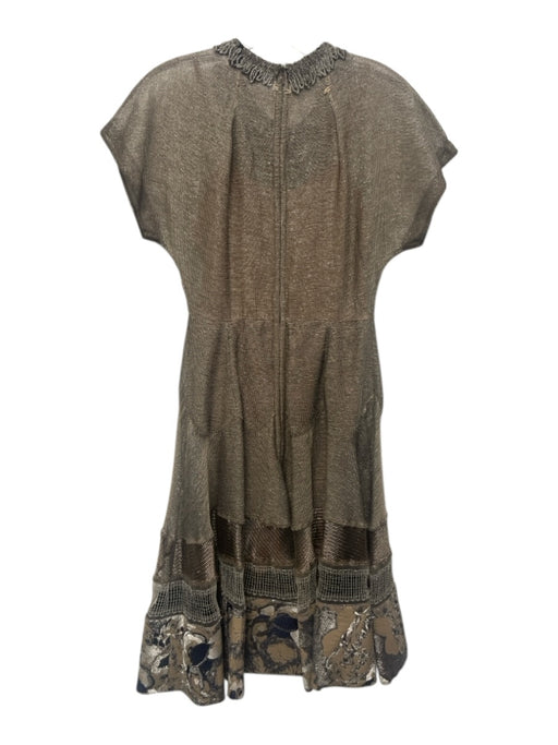 Byron Lars Size Est XS Silver & Gold Short Sleeve Below Knee Beaded Dress Silver & Gold / Est XS