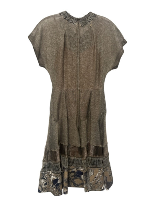 Byron Lars Size Est XS Silver & Gold Short Sleeve Below Knee Beaded Dress Silver & Gold / Est XS
