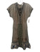 Byron Lars Size Est XS Silver & Gold Short Sleeve Below Knee Beaded Dress Silver & Gold / Est XS