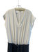 Escada Size 40 Cream & Gray Viscose Back Zip Drawstring Waist V Neck Jumpsuit Cream & Gray / 40