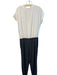 Escada Size 40 Cream & Gray Viscose Back Zip Drawstring Waist V Neck Jumpsuit Cream & Gray / 40