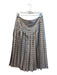 Tory Burch Size 8 Beige, Brown & Teal Silk All Over Print Side Zip Pleated Skirt Beige, Brown & Teal / 8