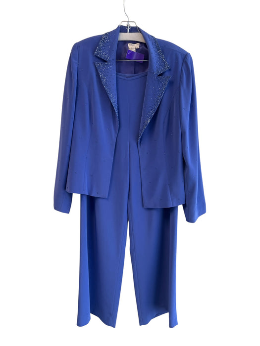 Zola Evening Size 12 Blue Triacetate Blend Side Zip Wide Leg Pants Set Blue / 12