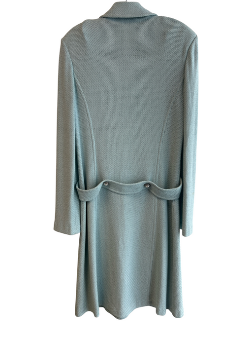 St John Size 12 Aqua No Fabric Tag Collared Button Up Long Sleeve Knit Dress Aqua / 12