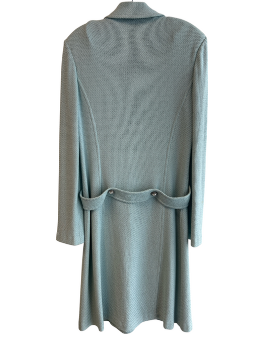 St John Size 12 Aqua No Fabric Tag Collared Button Up Long Sleeve Knit Dress Aqua / 12