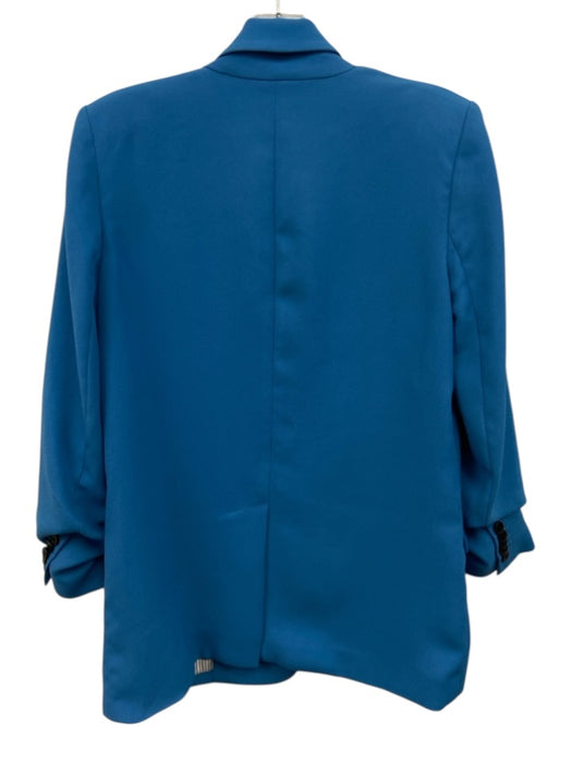 Veronica Beard Size 6 Blue Polyester 3/4 Sleeve Flap Pocket Ruched Blazer Jacket Blue / 6