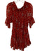 Misa Size Medium Red, White, Navy Viscose Off Shoulder Paisley Ruffles Dress Red, White, Navy / Medium
