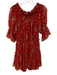 Misa Size Medium Red, White, Navy Viscose Off Shoulder Paisley Ruffles Dress Red, White, Navy / Medium