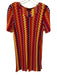 Missoni Size 44 Red, Yellow, Purple Rayon Short Sleeve Zig Zag Sheer Dress Red, Yellow, Purple / 44