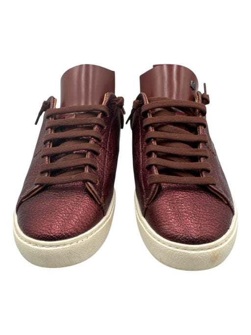 Esse Ut Esse Shoe Size 38 Burgundy Red Leather Upper Lace Up Shimmer Sneakers Burgundy Red / 38