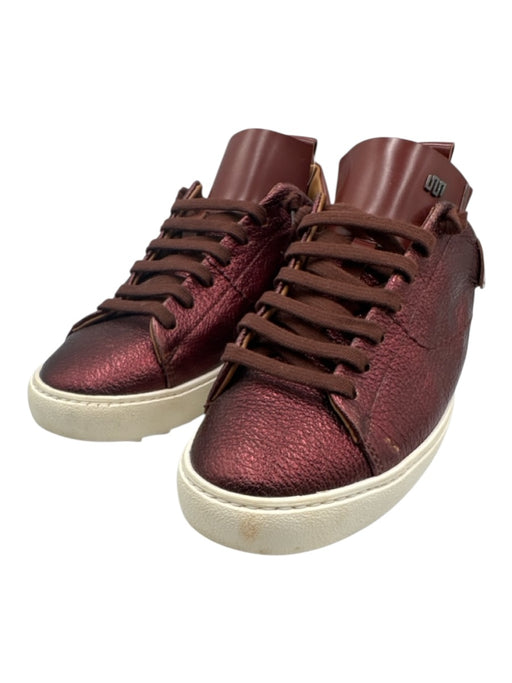 Esse Ut Esse Shoe Size 38 Burgundy Red Leather Upper Lace Up Shimmer Sneakers Burgundy Red / 38