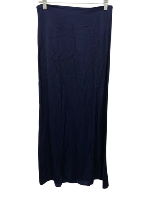 Stillwater Size Medium Navy Blue Viscose Elastic Waist Satin Maxi Skirt Navy Blue / Medium