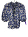 Free People Size Small Purple, Blue, White Cotton Blend Half Puff Sleeve Top Purple, Blue, White / Small
