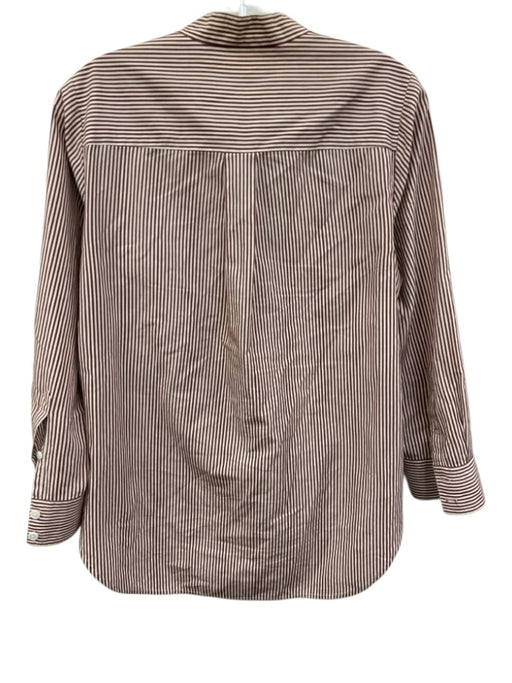 Veronica Beard Size 8 Red & White Cotton Long Sleeve Striped Lace Up Top Red & White / 8