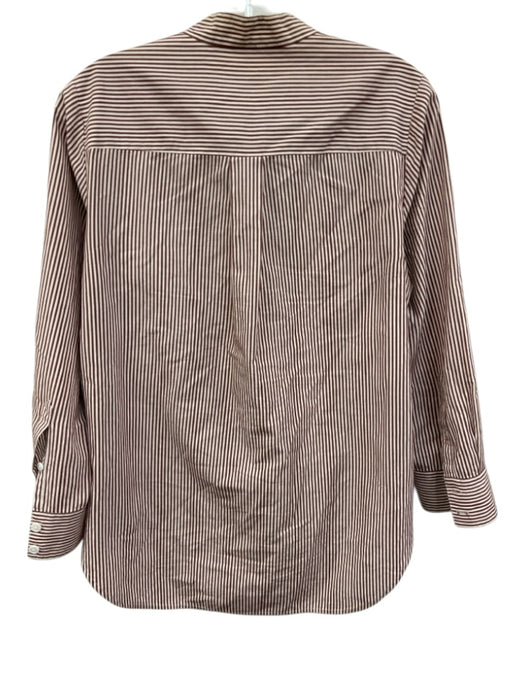 Veronica Beard Size 8 Red & White Cotton Long Sleeve Striped Lace Up Top Red & White / 8