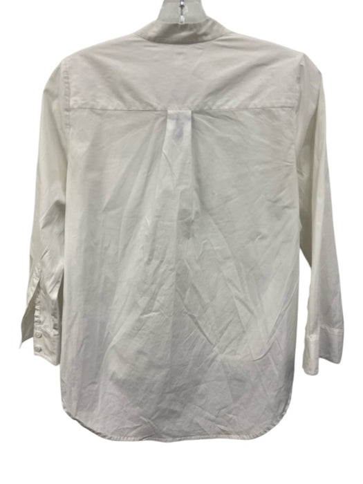 Veronica Beard Size 6 White Cotton Long Sleeve Striped Lace Up Cargo Pockets Top White / 6