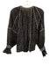 Ulla Johnson Size 8 Black, White, Tan Cotton Long Sleeve Abstract Print Top Black, White, Tan / 8