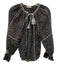 Ulla Johnson Size 8 Black, White, Tan Cotton Long Sleeve Abstract Print Top Black, White, Tan / 8