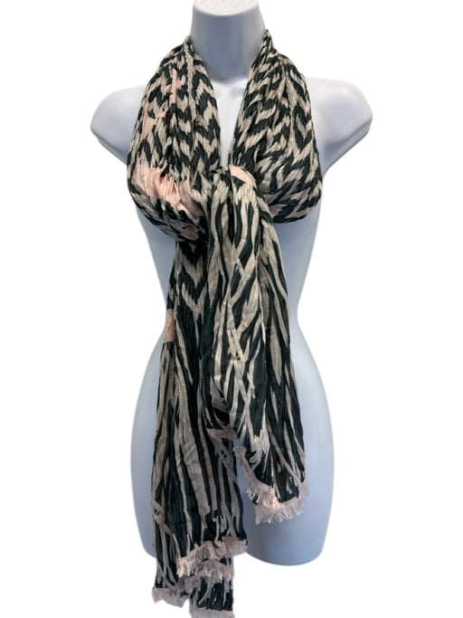 Lanvin Black & Light Pink Modal & Cashmere Blend Fringe Logo scarf Black & Light Pink / One Size