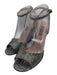 SJP Shoe Size 37.5 Silver Glitter Ankle Buckle Peep Toe Wedges Silver / 37.5