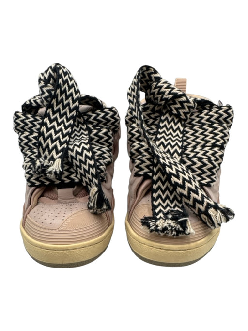 Lanvin Shoe Size 40 Pink, Black & White Suede Herringbone Wide Laces Sneakers Pink, Black & White / 40