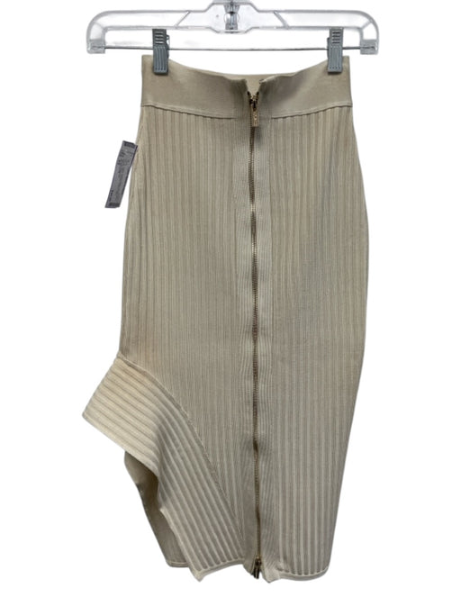 House of CB Size XS Cream White Rayon Blend Elastic Waist Ribbed Stretch Skirt Cream White / XS