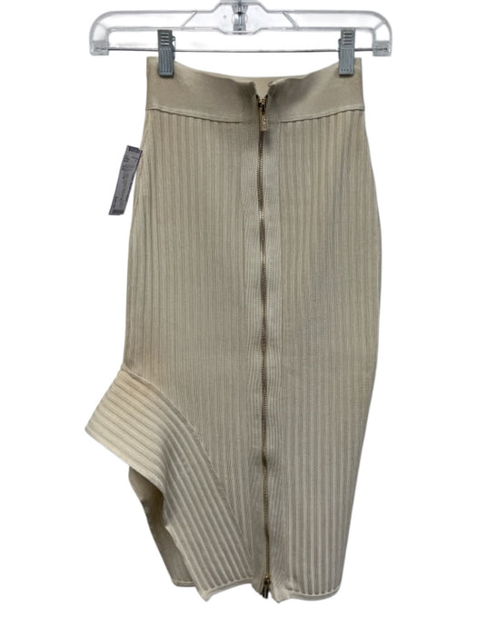 House of CB Size XS Cream White Rayon Blend Elastic Waist Ribbed Stretch Skirt Cream White / XS