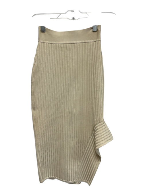 House of CB Size XS Cream White Rayon Blend Elastic Waist Ribbed Stretch Skirt Cream White / XS