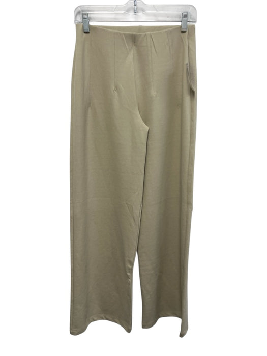Zara Size Small Beige Cotton Blend Elastic Waist Short Sleeve Wide Leg Pant Set Beige / Small