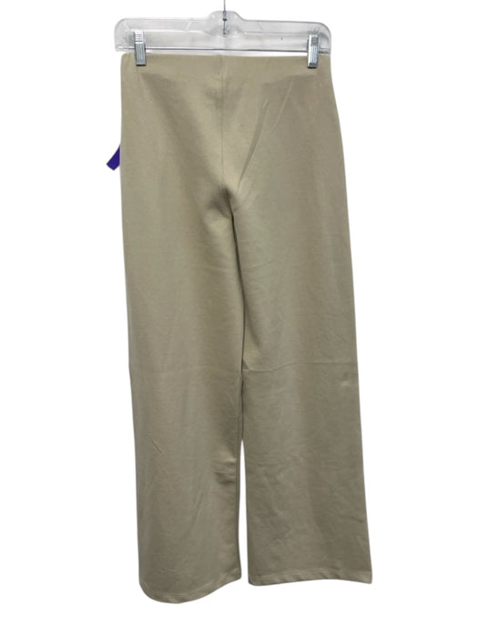 Zara Size Small Beige Cotton Blend Elastic Waist Short Sleeve Wide Leg Pant Set Beige / Small