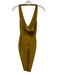 House of CB Size XS Dark Yellow Rayon Blend Halter Neck Ribbed Body Con Dress Dark Yellow / XS