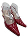 Gucci Shoe Size 40C Red Patent Leather Pointed Toe Gold Hardware Slingback Pumps Red / 40C