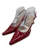 Gucci Shoe Size 40C Red Patent Leather Pointed Toe Gold Hardware Slingback Pumps Red / 40C