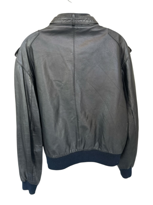 Members Only Vintage Size 42 Black Leather full zip Bomber Men's Jacket Black / 42