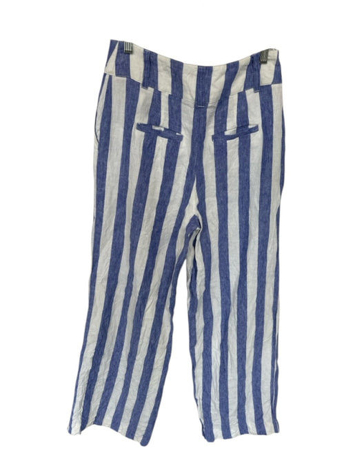 Boden Size 6L Blue & White Linen Striped Pockets Wide Leg Pants Blue & White / 6L