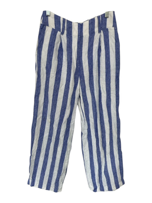 Boden Size 6L Blue & White Linen Striped Pockets Wide Leg Pants Blue & White / 6L