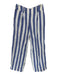 Boden Size 6L Blue & White Linen Striped Pockets Wide Leg Pants Blue & White / 6L
