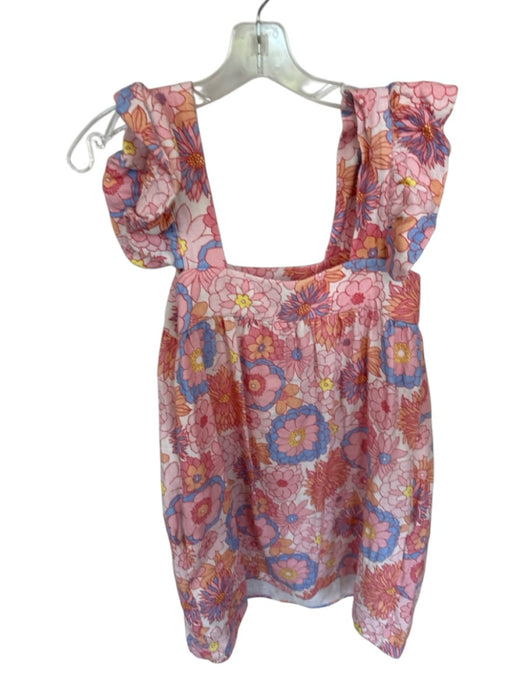 Tuckernuck Size XS Pink & blue Cotton Sleeveless Flowers Square Neck Dress Pink & blue / XS