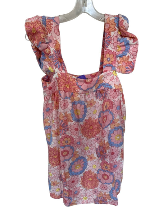 Tuckernuck Size XS Pink & blue Cotton Sleeveless Flowers Square Neck Dress Pink & blue / XS