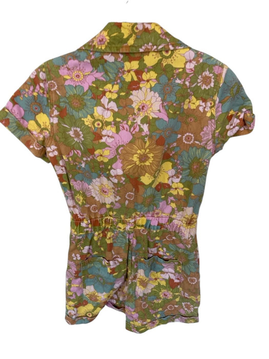 Show Me Your Mumu Size S Brown & Green Cotton Short Sleeve Flowers Romper Brown & Green / S