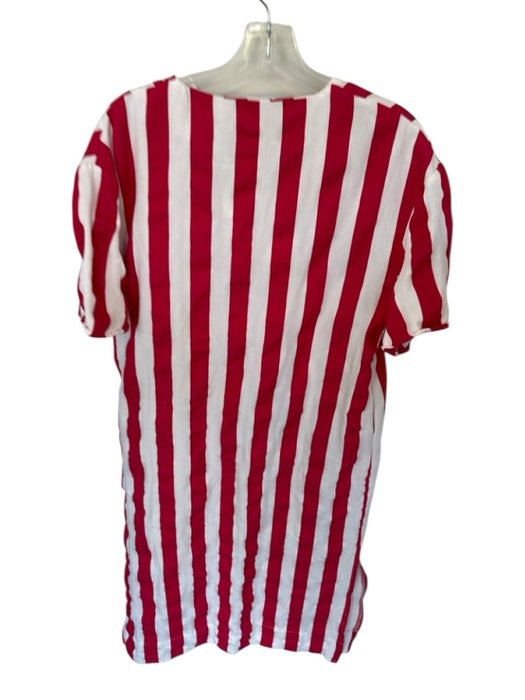 Pomander Place Size S Red & White Cotton Short Sleeve Striped V Neck Maxi Dress Red & White / S
