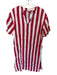 Pomander Place Size S Red & White Cotton Short Sleeve Striped V Neck Maxi Dress Red & White / S