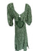 Joie Size 4 Green & White Cotton Eyelet Embroidered Leaf Detail Tie Back Dress Green & White / 4