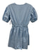 English Factory Size XS Light Blue Cotton V Neck Short Puff Sleeve Tiered Dress Light Blue / XS