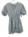 English Factory Size XS Light Blue Cotton V Neck Short Puff Sleeve Tiered Dress Light Blue / XS
